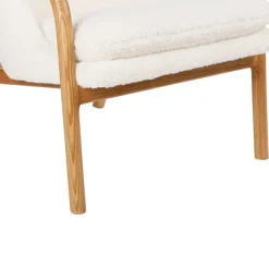 Fabrique de Styles Fauteuil en tissu bouclette crème et pieds en frêne - Element* Fauteuils