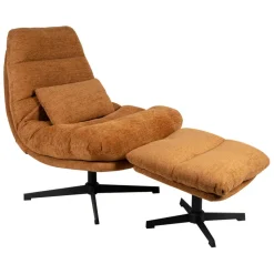 Fabrique de Styles Fauteuil et repose pied en tissu et fer noir - Lery* Fauteuils