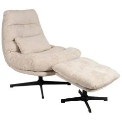 Fabrique de Styles Fauteuil et repose pied en tissu beige et fer noir - Lery* Fauteuils