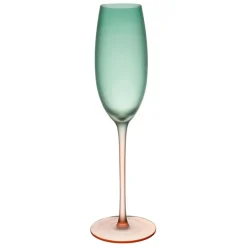 Fabrique de Styles Flute en cristallin vert et corail givré 22cl - Adria* Coupes Et Flutes