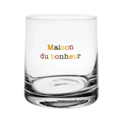 Fabrique de Styles Gobelet Maison du bonheur en verre 25cl - Famille* Verres À Eau Et Gobelets