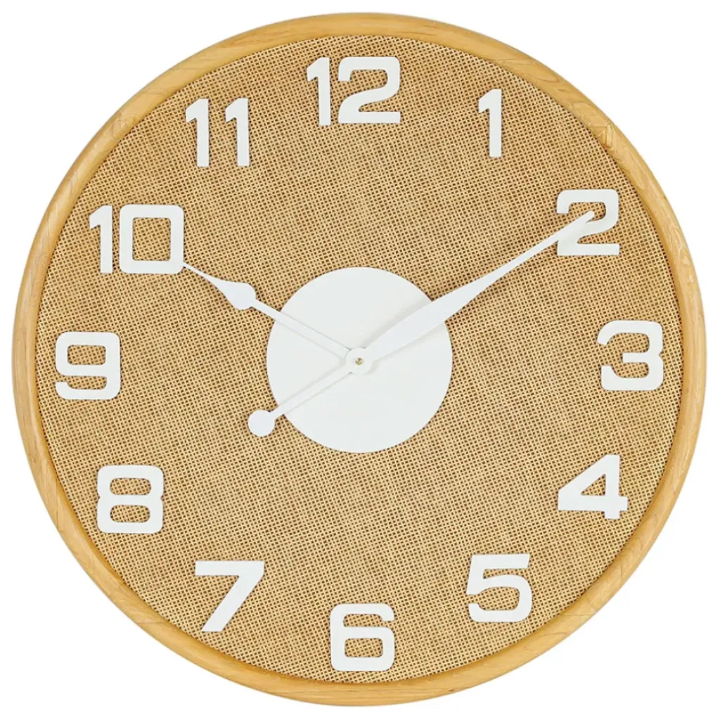 Fabrique de Styles Horloge en bambou naturel et blanc d60cm - Ladret* Horloges