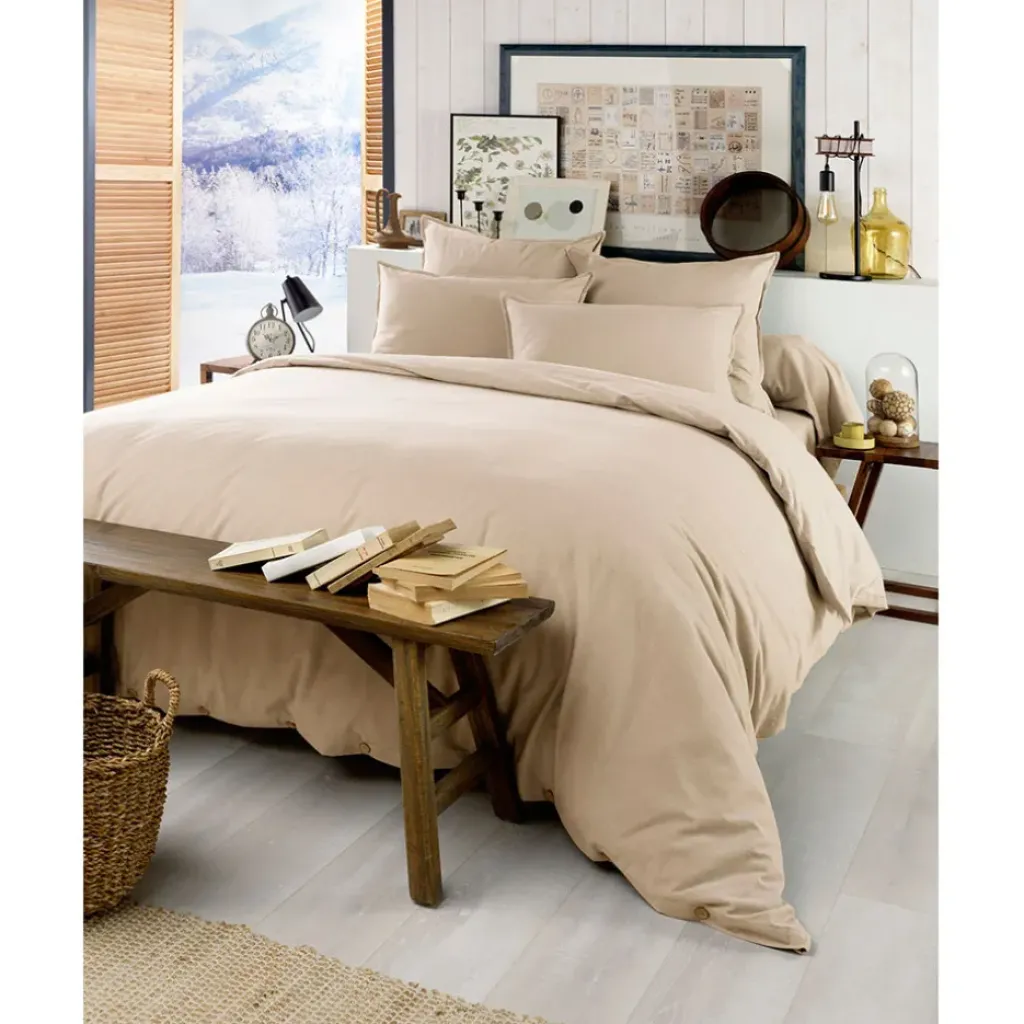 Fabrique de Styles Housse de couette en flanelle sable 240x220cm - Candice* Housses De Couette