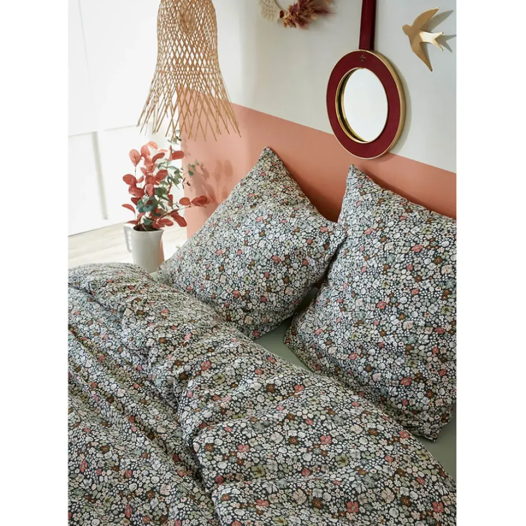 Fabrique de Styles Housse de couette 240x220 cm et 2 taies d'oreiller 60x60cm en coton imprimé fleurs - Malia* Housses De Couette