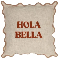 Fabrique de Styles Housse de coussin brodée hola Bella en coton 45x45cm - Lumi* Coussins Et Housses
