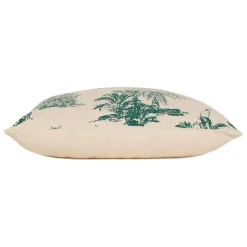 Fabrique de Styles Housse de coussin en coton écru et palmiers émeraude 45x45cm - Mocoa* Coussins Et Housses