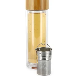 Fabrique de Styles Infuseur en verre double paroi avec bouchon bambou* Accessoires Thé Et Café