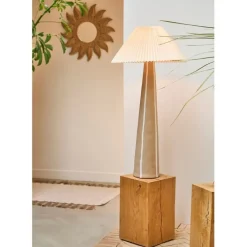 Fabrique de Styles Lampadaire en céramique et lin et écru h103cm - Paese* Lampadaires