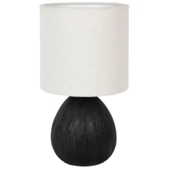 Fabrique de Styles Lampe en céramique et lin noir et écru h26cm - Minimal* Lampes À Poser
