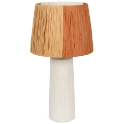 Fabrique de Styles Lampe en céramique et raphia écru h48cm - Lignes* Lampes À Poser
