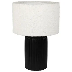 Fabrique de Styles Lampe en céramique noir et coton ecru h41cm - Organic* Lampes À Poser