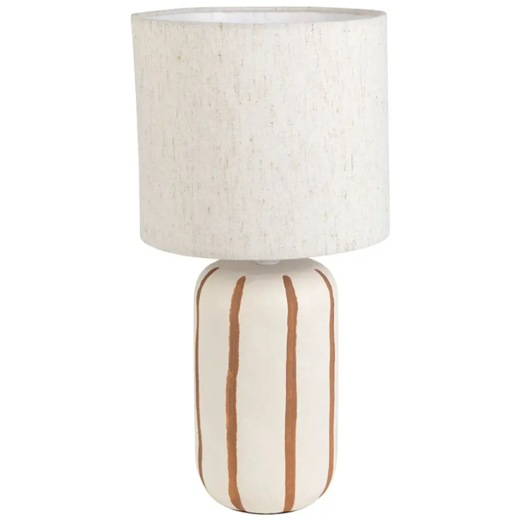 Fabrique de Styles Lampe en céramique rayée et écru h40cm - Paese* Lampes À Poser