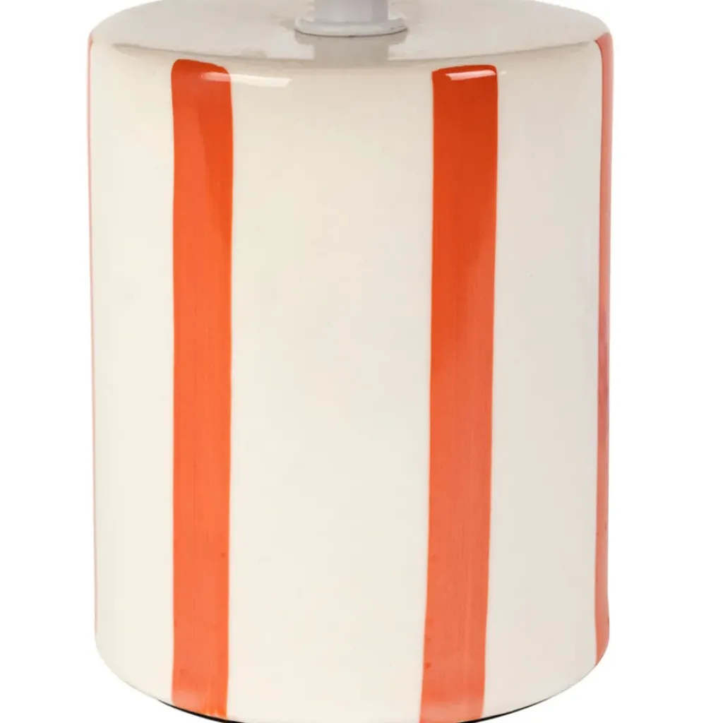 Fabrique de Styles Lampe en céramique rayée et blanc h27cm - Medi* Lampes À Poser