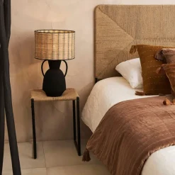 Fabrique de Styles Lampe en fer et rotin h49cm - Haleg* Lampes À Poser