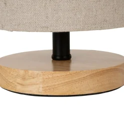 Fabrique de Styles Lampe en hévéa et lin naturel et beige h23.5cm - Filen* Lampes À Poser