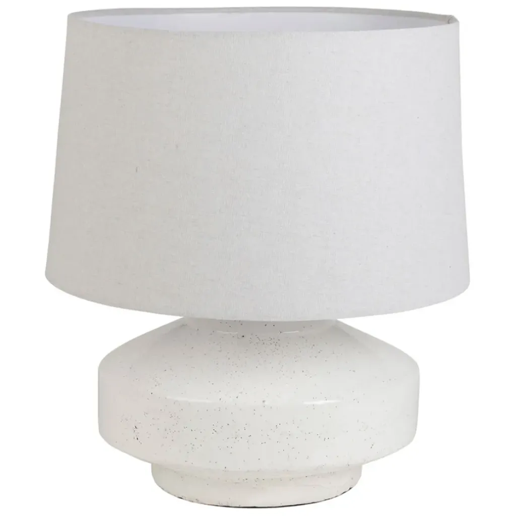 Fabrique de Styles Lampe en terre cuite et lin blanc h44.5cm - Tahra* Lampes À Poser