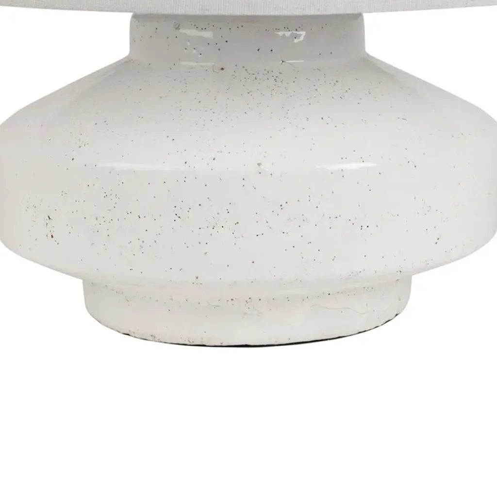 Fabrique de Styles Lampe en terre cuite et lin blanc h44.5cm - Tahra* Lampes À Poser