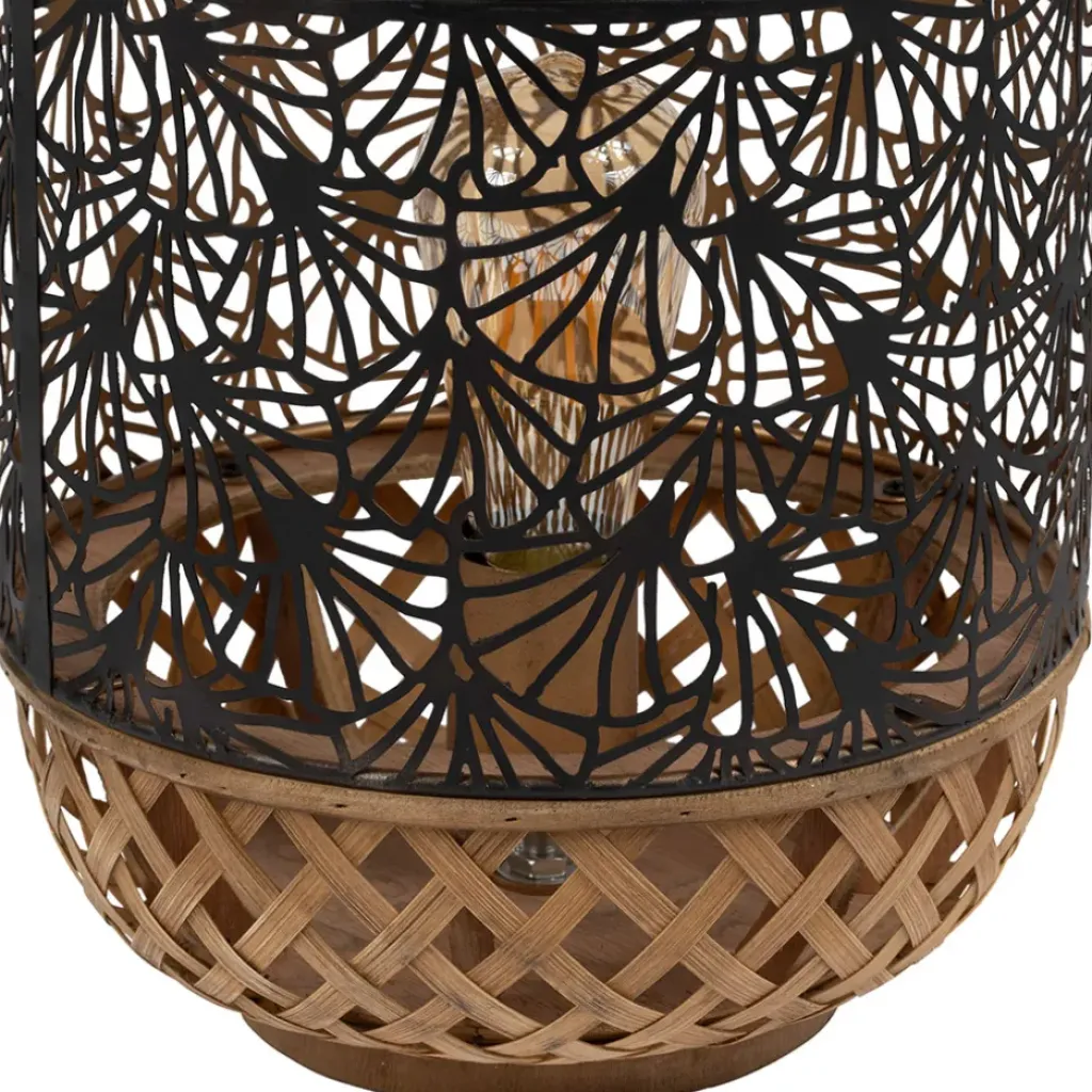 Fabrique de Styles Lampe lanterne en fer et bambou h36.5cm noir et doré - flaural* Lampes À Poser