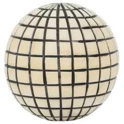 Fabrique de Styles Lot de 6 boules décoratives en résine brun et blanc d10cm - Komati* Petits Objets Déco