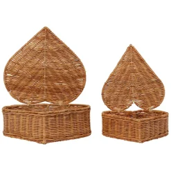 Fabrique de Styles Lot de 2 corbeilles coeur avec couvercle en rotin - Fantine* Paniers Et Corbeilles