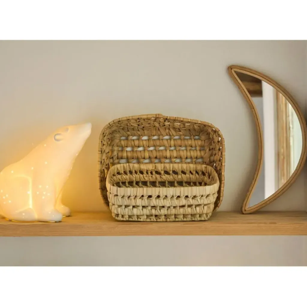 Fabrique de Styles Lot de 2 corbeilles en feuille de palmier 25x20xh10cm - Beezz* Paniers Et Corbeilles