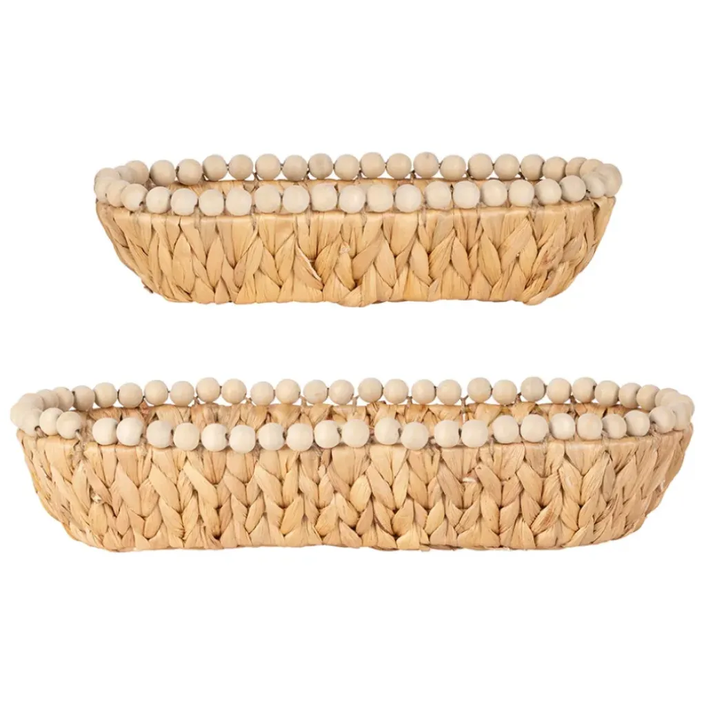 Fabrique de Styles Lot de 2 corbeilles en Jacynthe d'eau et fer - Eté A La Mer* Paniers Et Corbeilles