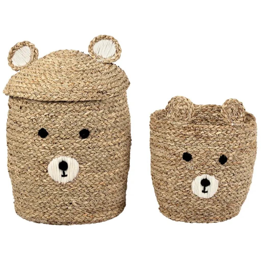 Fabrique de Styles Lot de 2 corbeilles en jonc de mer d31.5xh45cm - Famille* Paniers Et Corbeilles