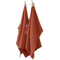 Fabrique de Styles Lot de 2 essuies mains en gaze coton terracotta 50x70cm - Gaia* Torchons, Tabliers Et Maniques