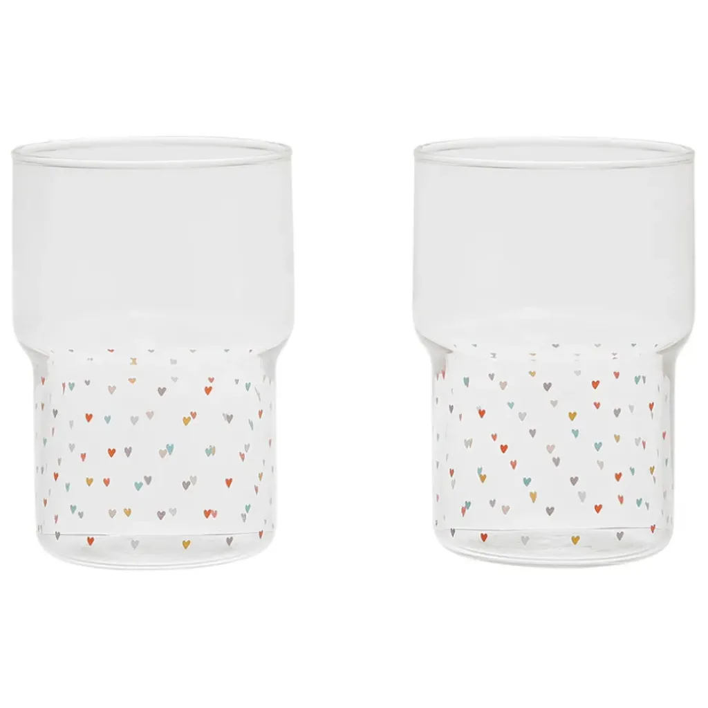 Fabrique de Styles Lot de 2 gobelets en verre coeur 30 cl - famille* Verres À Eau Et Gobelets