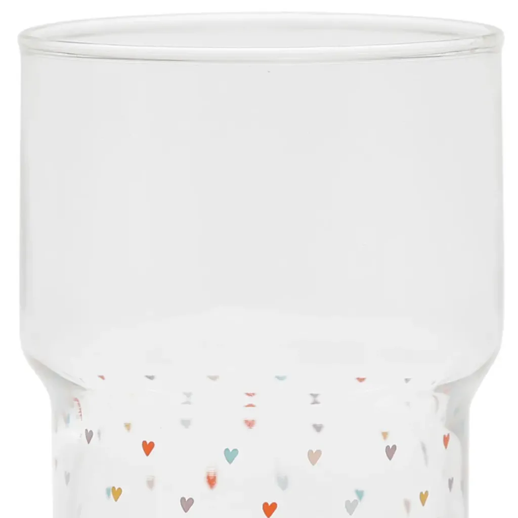 Fabrique de Styles Lot de 2 gobelets en verre coeur 30 cl - famille* Verres À Eau Et Gobelets