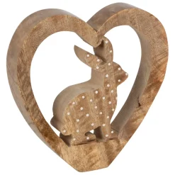 Fabrique de Styles Lot de 2 Lapins cœur en manguier naturel et blanc - Floréal* Petits Objets Déco