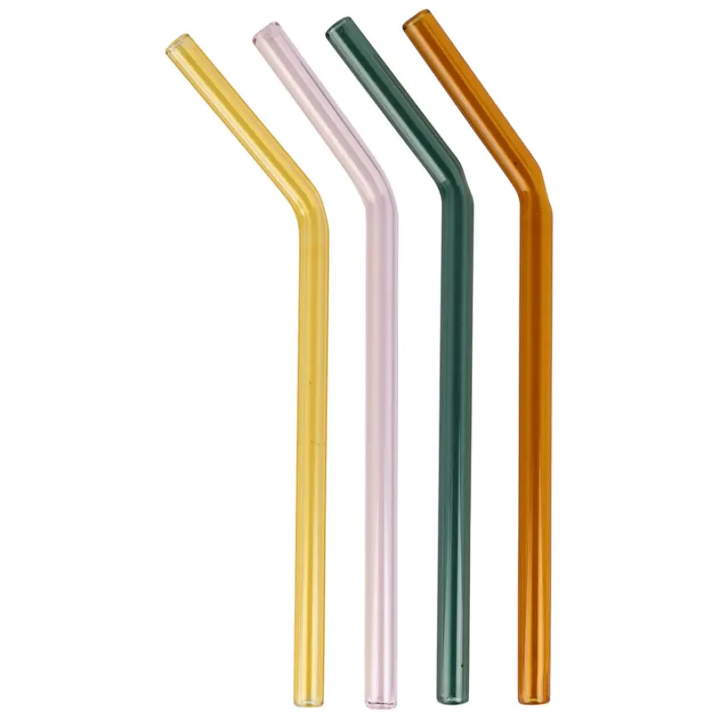 Fabrique de Styles Lot de 4 pailles en verre borosilicate h19cm - Funny* Accessoires Réutilisables