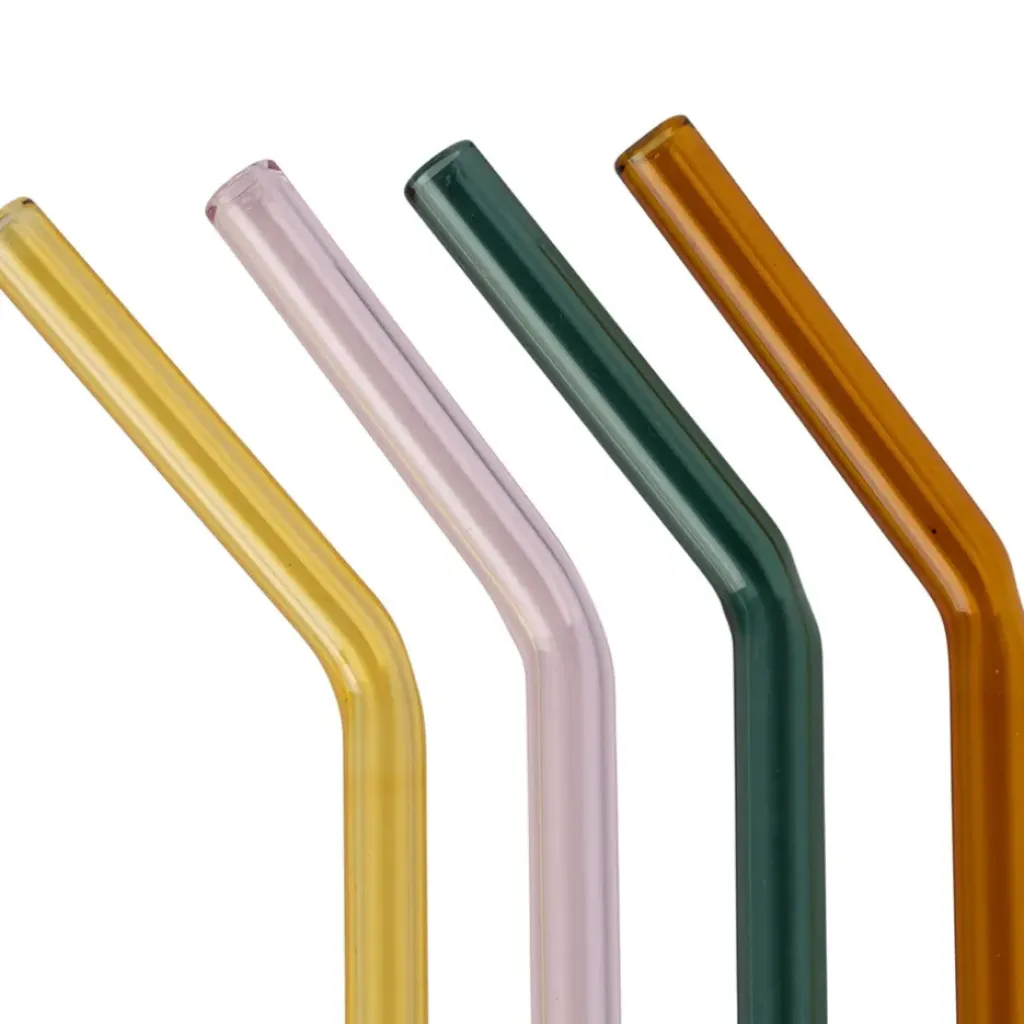 Fabrique de Styles Lot de 4 pailles en verre borosilicate h19cm - Funny* Accessoires Réutilisables