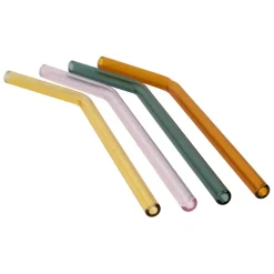 Fabrique de Styles Lot de 4 pailles en verre borosilicate h19cm - Funny* Accessoires Réutilisables