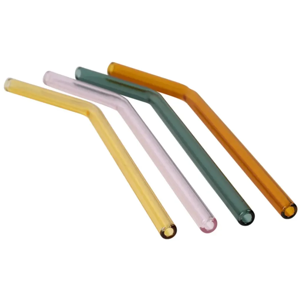 Fabrique de Styles Lot de 4 pailles en verre borosilicate h19cm - Funny* Accessoires Réutilisables