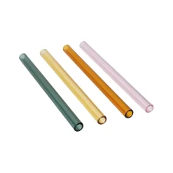 Fabrique de Styles Lot de 4 pailles en verre borosilicate h14cm - Funny* Accessoires Réutilisables