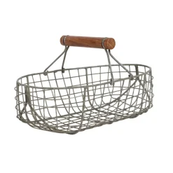 Fabrique de Styles Lot de 3 paniers en fer avec anse en bois* Paniers Et Corbeilles