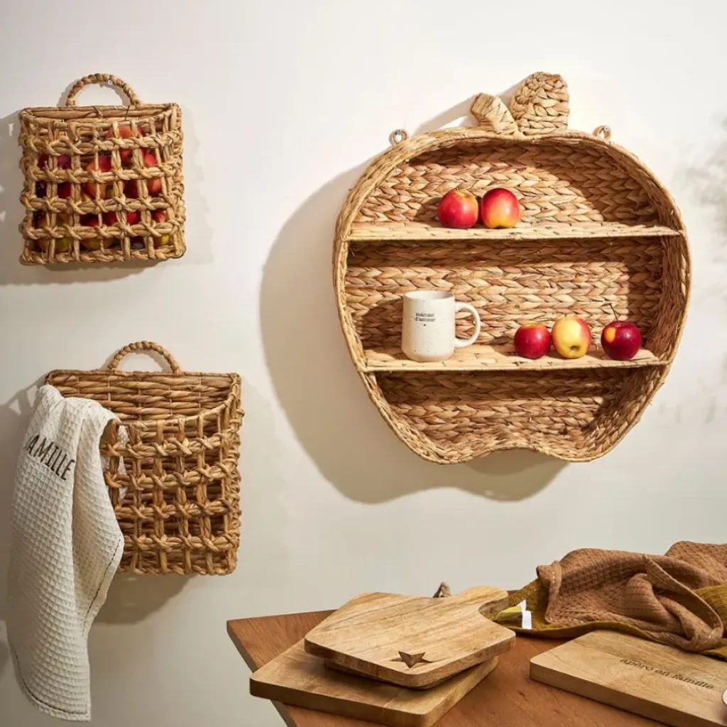 Fabrique de Styles Lot de 2 paniers en jacynthe d'eau et fer - Famille* Paniers Et Corbeilles