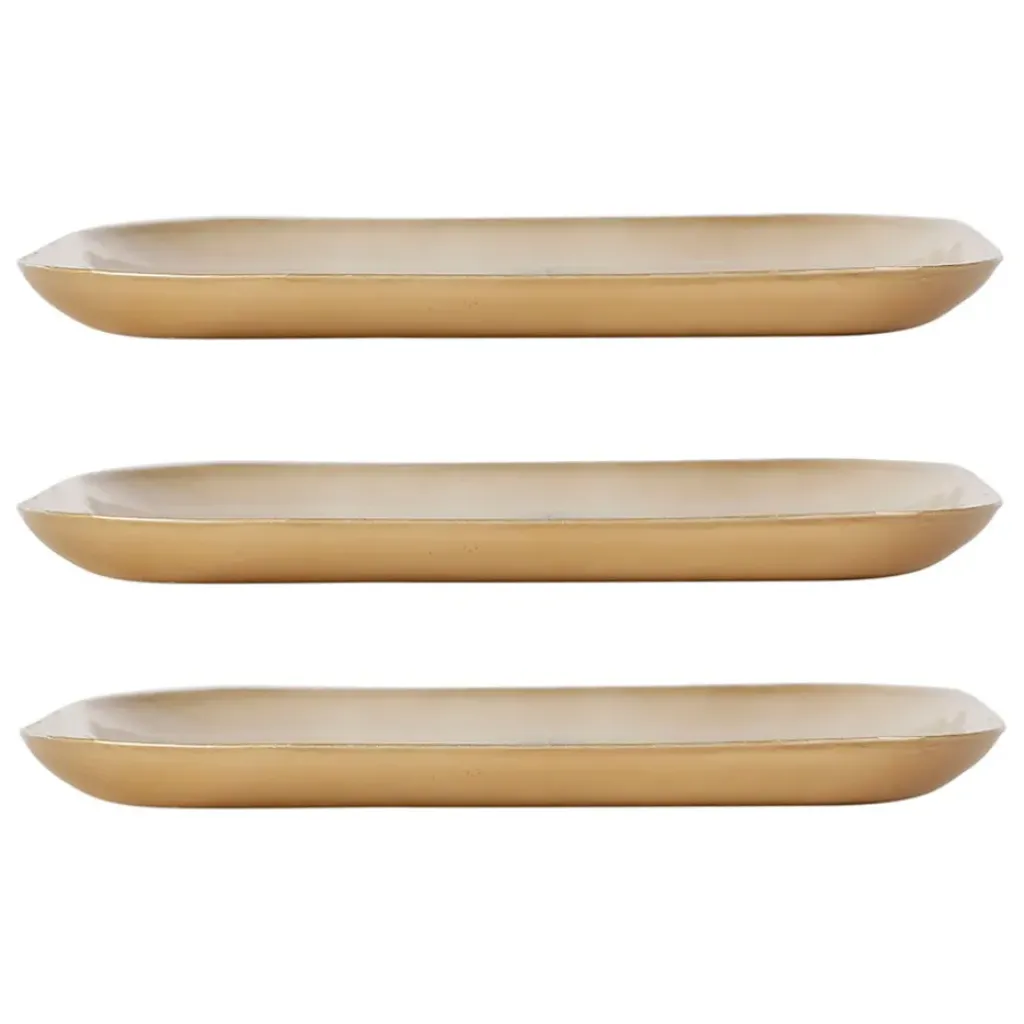 Fabrique de Styles Lot de 3 plateaux en fer bleu et doré - corfou* Plateaux