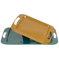 Fabrique de Styles Lot de 2 plateaux en fer émeraude et moutarde - Pop'S* Plateaux