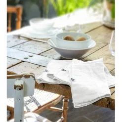 Fabrique de Styles Lot de 3 serviettes de table chantilly en gaze de coton 40x40cm - Gaia* Serviettes De Table