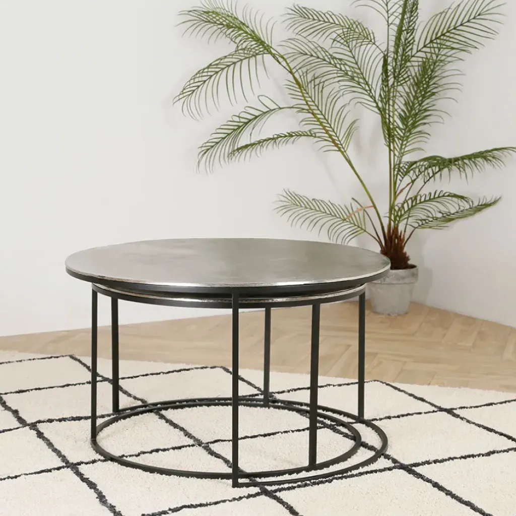 Fabrique de Styles Lot de 2 table gigogne en aluminium et fer - Felia* Table Basses