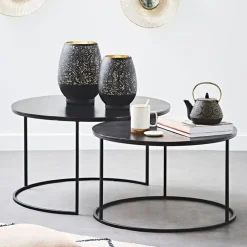 Fabrique de Styles Lot de 2 table gigogne en aluminium et fer - Felia* Table Basses