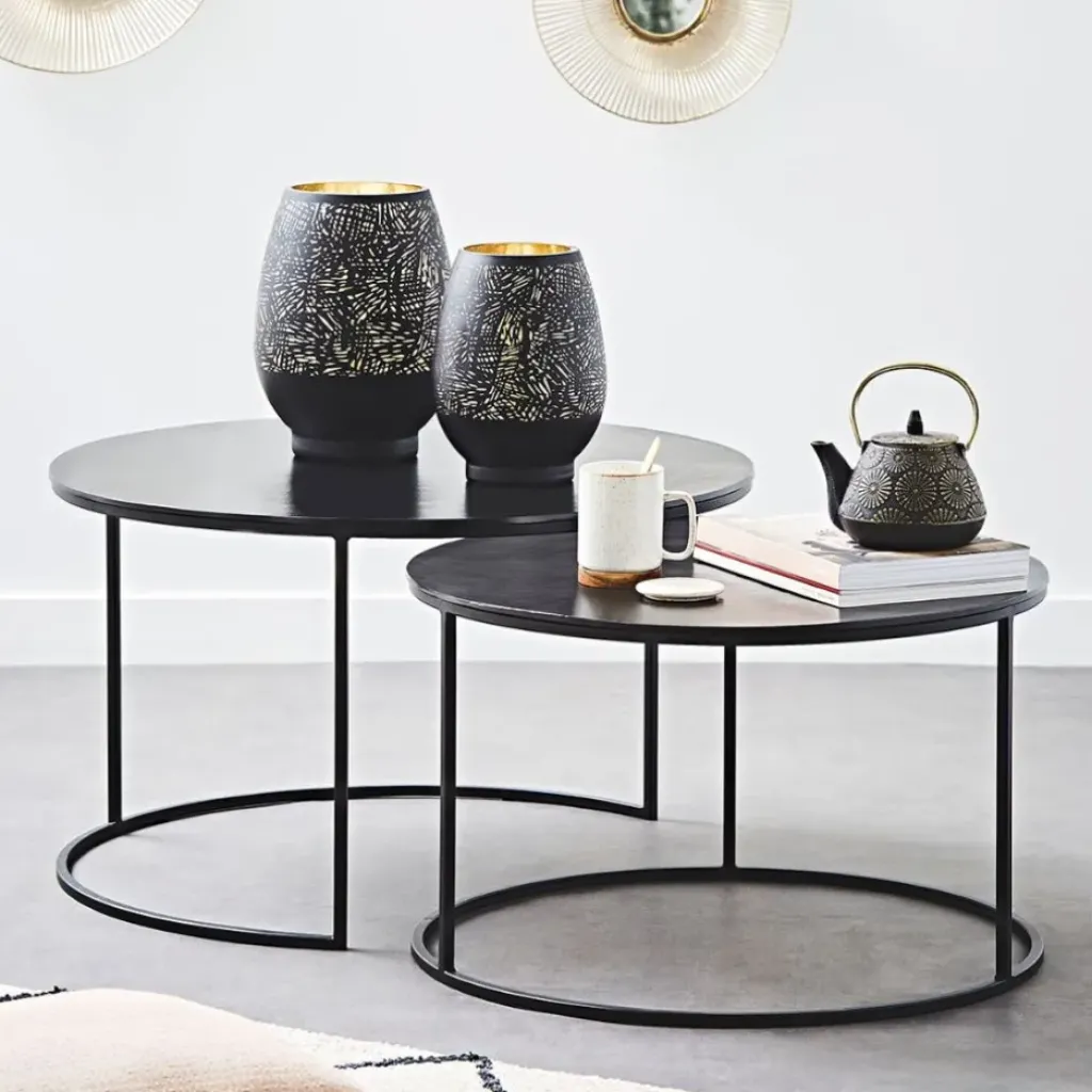 Fabrique de Styles Lot de 2 table gigogne en aluminium et fer - Felia* Table Basses