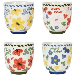 Fabrique de Styles Lot de 4 tasses en grès fleur 17cl - Bellagio* Tasses Et Mugs