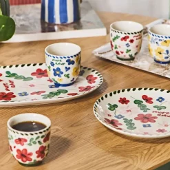 Fabrique de Styles Lot de 4 tasses en grès fleur 17cl - Bellagio* Tasses Et Mugs