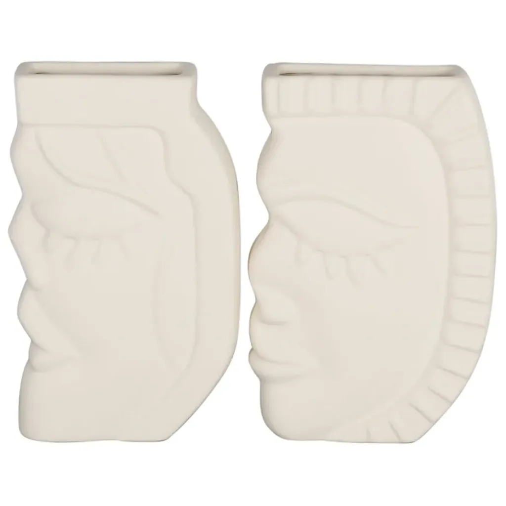 Fabrique de Styles Lot de 2 vases visage en grès - Greeka* Vases Et Soliflores