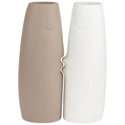Fabrique de Styles Lot de 2 Vases visage en gres, beige et blanc* Vases Et Soliflores