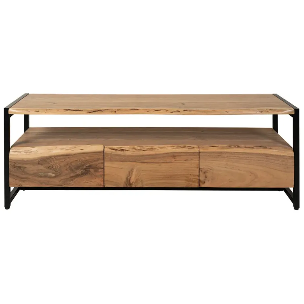 Fabrique de Styles Meuble Tv 3 portes en acacia et pieds en fer noir - Brooklyn* Meubles Tv