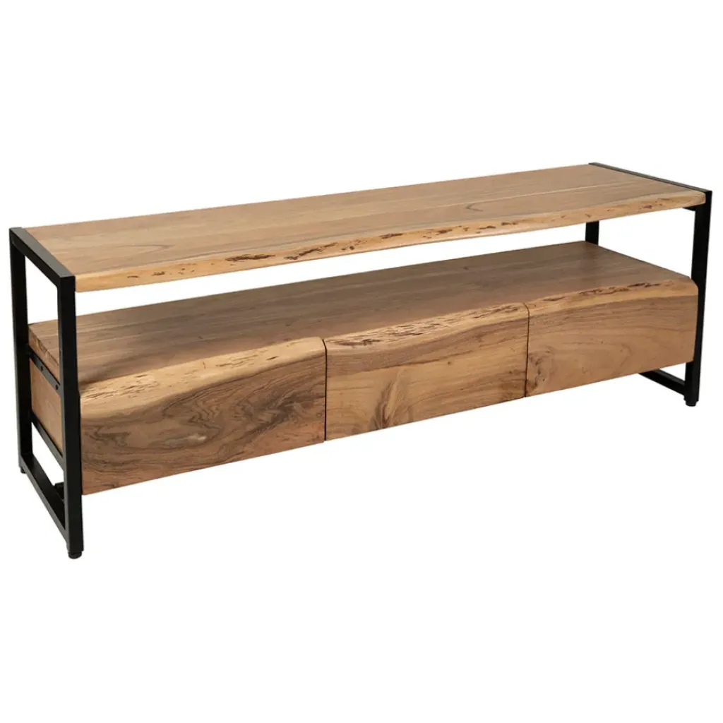 Fabrique de Styles Meuble Tv 3 portes en acacia et pieds en fer noir - Brooklyn* Meubles Tv